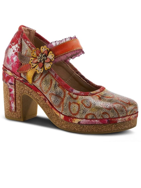 Shoes - L’Artiste Valeriana Mary Jane Leather Floral Hand painted Platform Pumps Sz 6